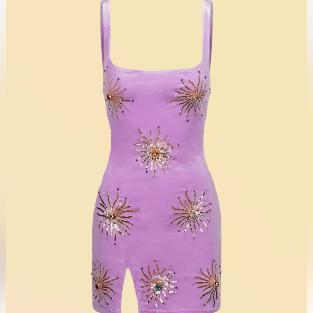 Oceanus US the label size xs purple velvet mini dress